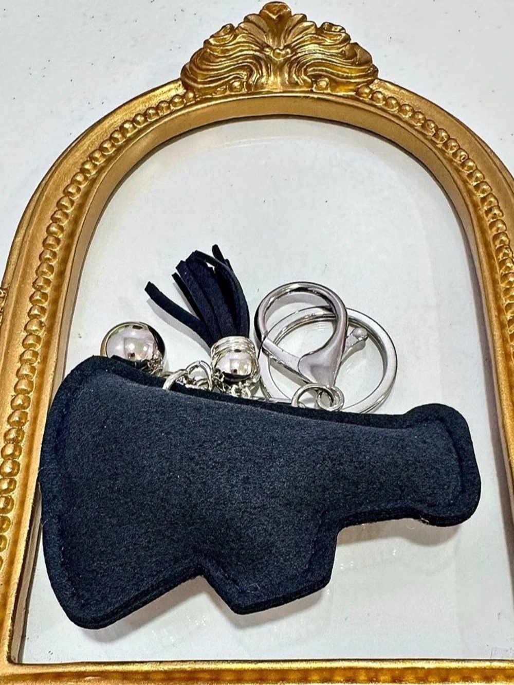 New Black/ Silver  Rhinestone Leopard Keychain - Picture 4 of 5